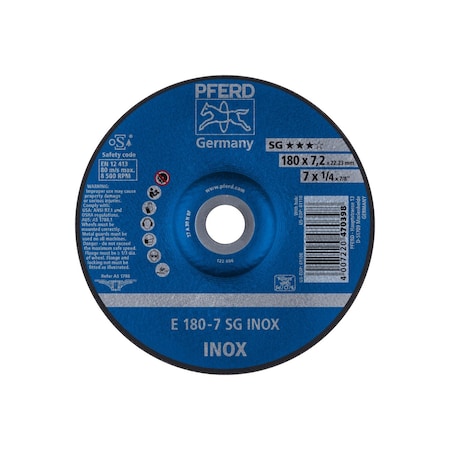 Pferd Grinding Wheel, T27, 7"x1/4 61108